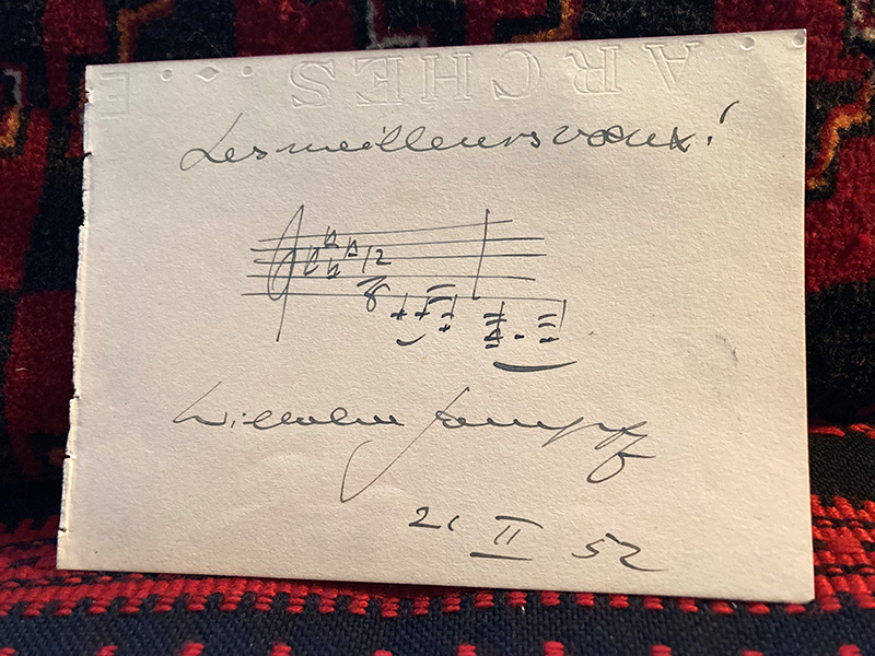 Note from Wilhelm Kempff